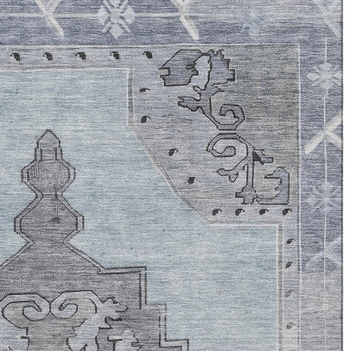 10' X 14' Oriental Washable Area Rug With UV Protection (699496) - Sky Blue / Gray