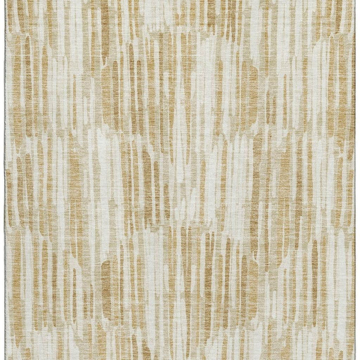 9' X 12' Abstract Washable Area Rug With UV Protection - Gold / Beige