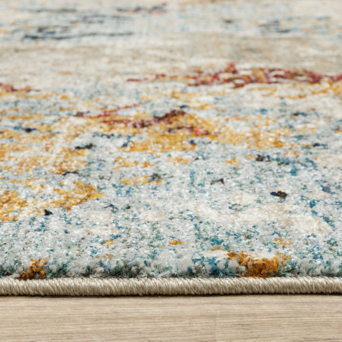 7.9' x 11.3' Abstract Power Loom Area Rug - Beige And Blue