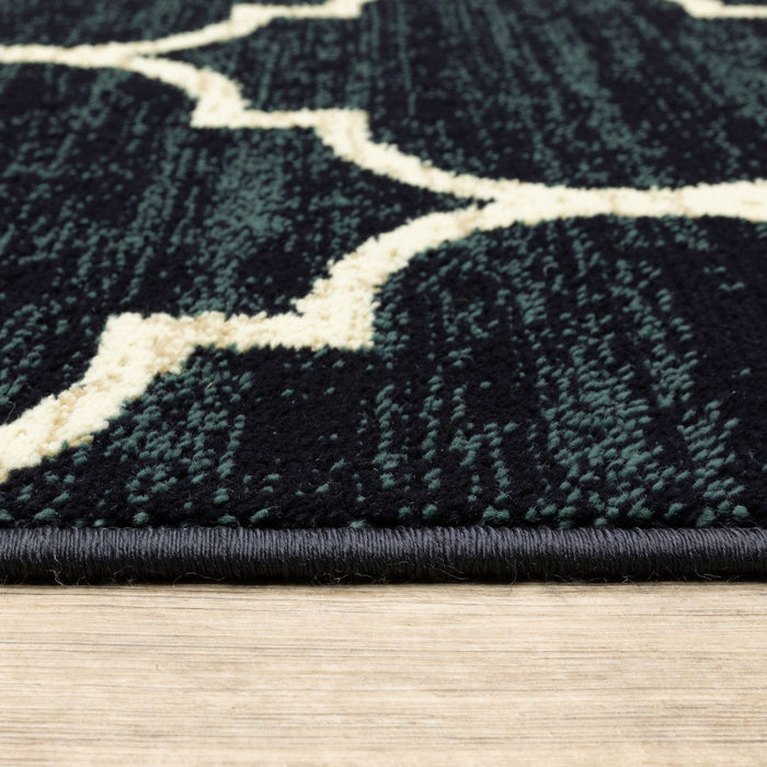 10' x 13' Geometric Power Loom Stain Resistant Area Rug - Navy And Ivory