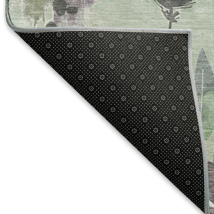 10' X 14' Floral Washable Area Rug With UV Protection (694382) - Sage / Lavender / Gray