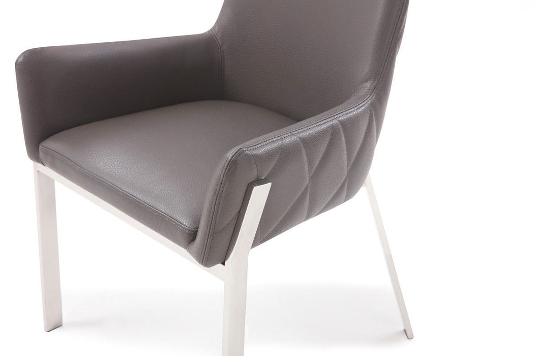Upholstered Faux Leather Dining Room Arm Chair - Gray