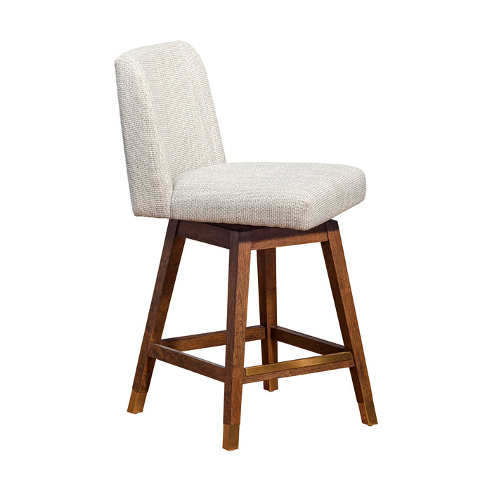 26" Solid Wood Swivel Bar Height Bar Chair - Beige And Brown