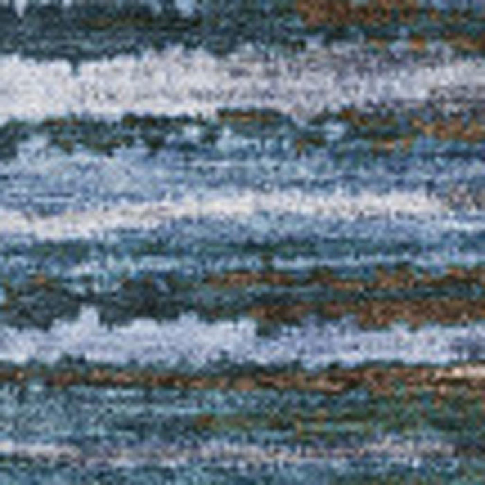 9' X 12' Striped Washable Area Rug With UV Protection (650985) - Blue / Brown / Gray