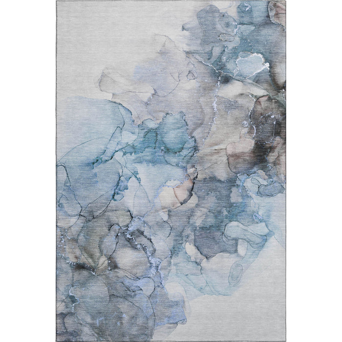 10' X 14' Abstract Washable Area Rug With UV Protection (647296) - Blue / Gray / Ivory