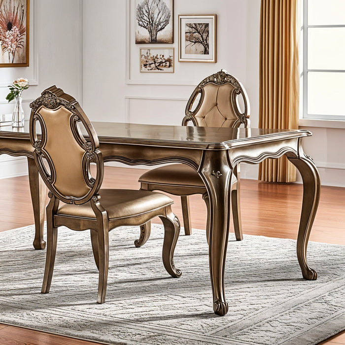 Tufted Upholstered Faux Leather And Solid Wood Dining Side Chairs (Set of 2) - Oak