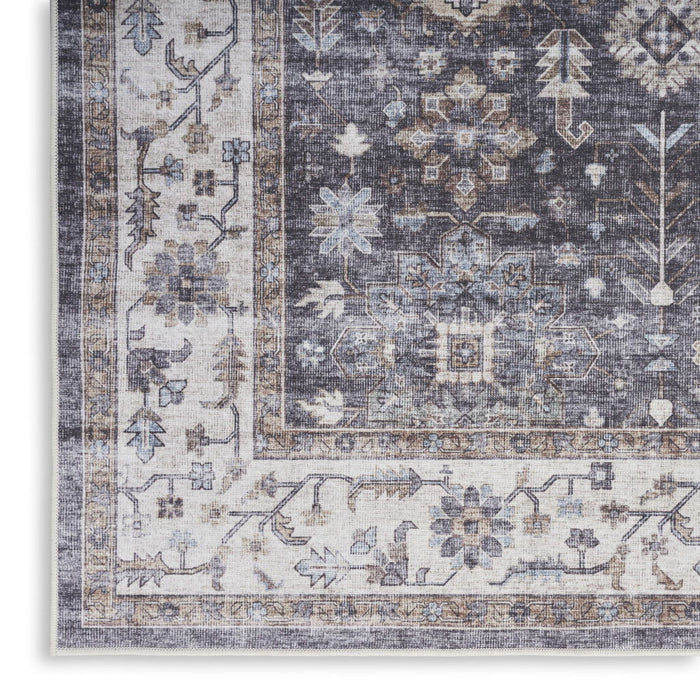 5' X 7' Oriental Distressed Non Skid Area Rug (553238) - Charcoal / Ivory