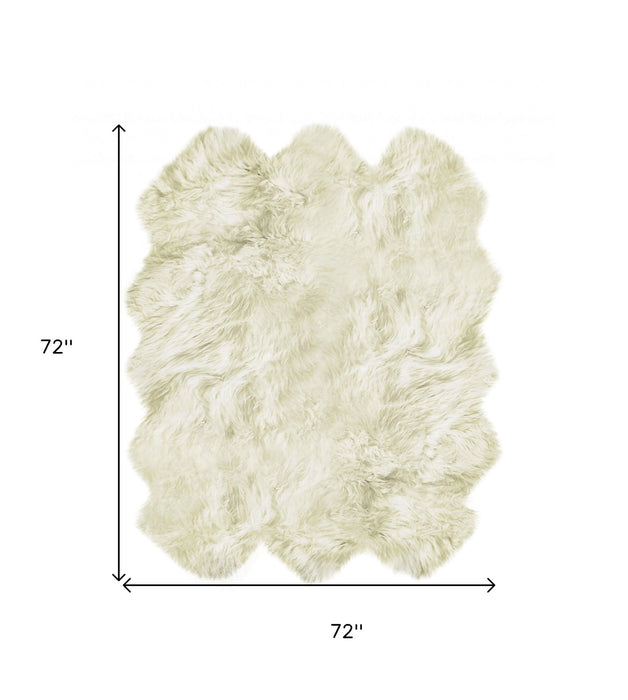 6' x 6' Sheepskin Non Skid Area Rug - Natural