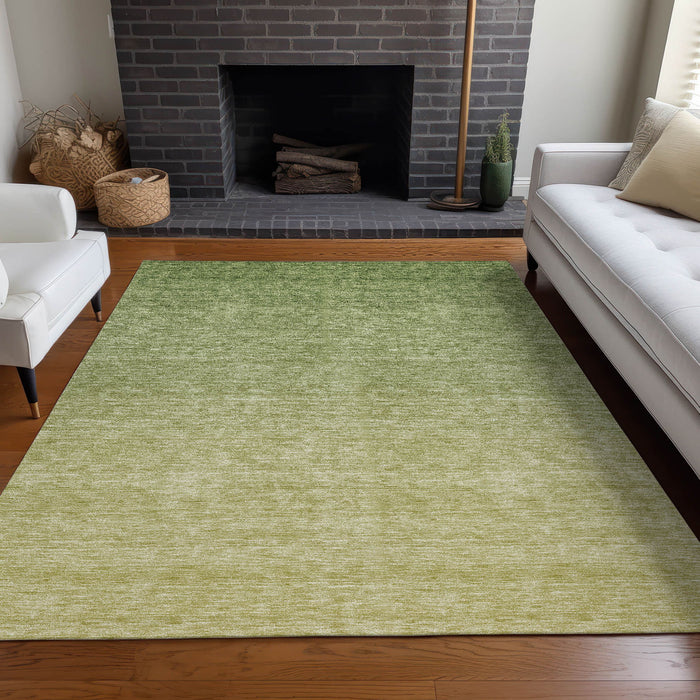 10' X 14' Ombre Washable Area Rug With UV Protection - Green And Gray