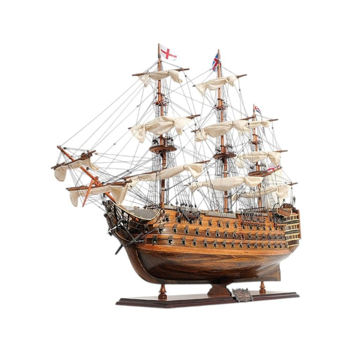 Hand Painted Model Boat Tabletop Sculpture (401842) - Brown