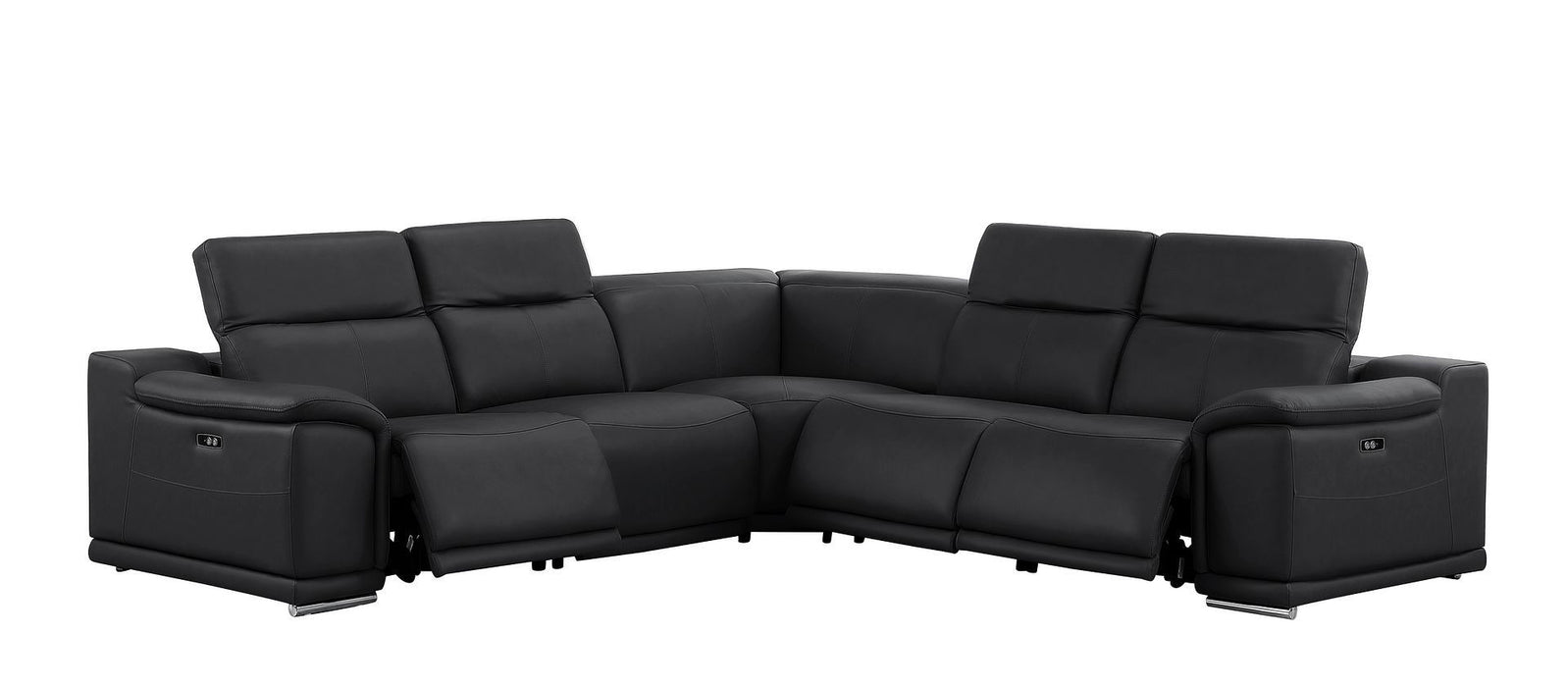Leather Modular L Shaped Five Piece Corner Sectional - Black