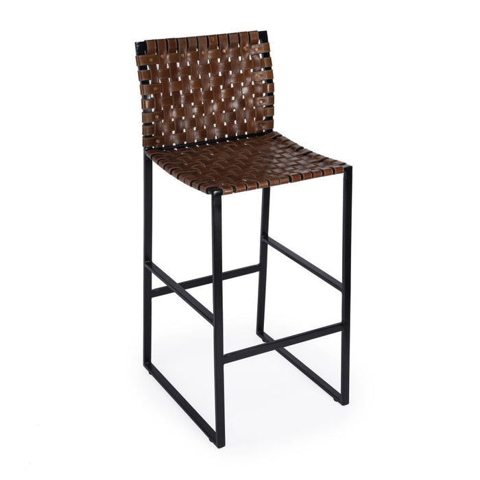 Leather And Steel Bar Chair - Brown / Black