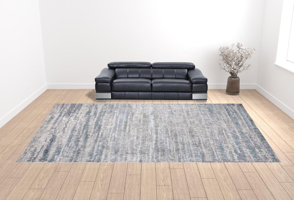 12' x 18' Abstract Area Rug - Blue Gray And Ivory