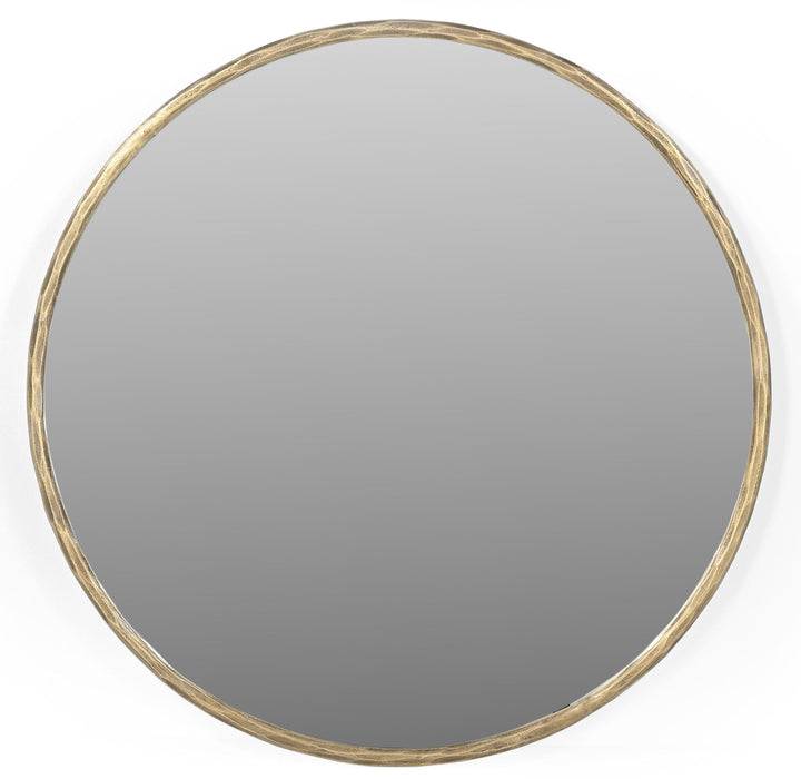 24" Round Brass Iron Framed Accent Mirror - Gold