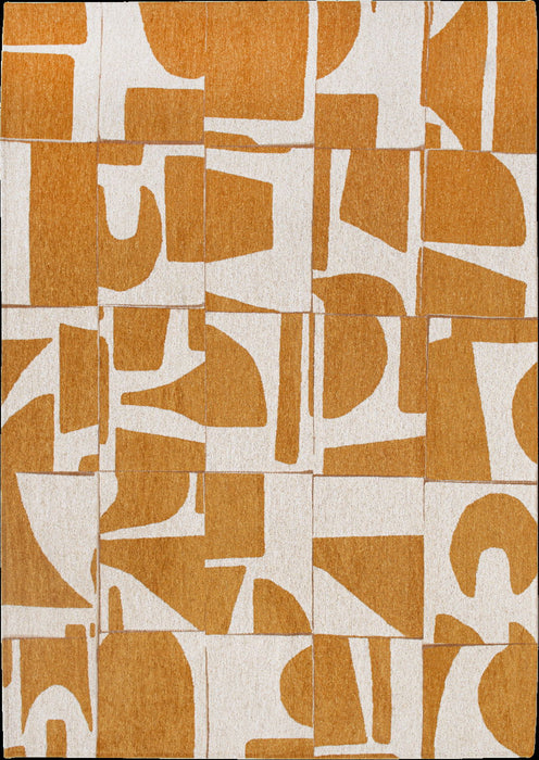 6' X 8' Geometric Non Skid Area Rug (551993) - Yellow / White