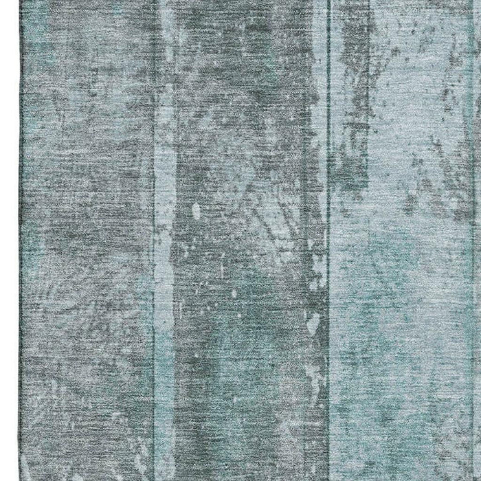 10' X 14' Striped Washable Area Rug With UV Protection (698029) - Teal / Gray