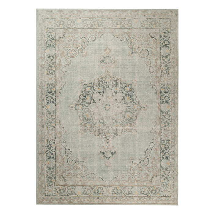 9' x 13' Medallion Power Loom Area Rug - Green And Brown