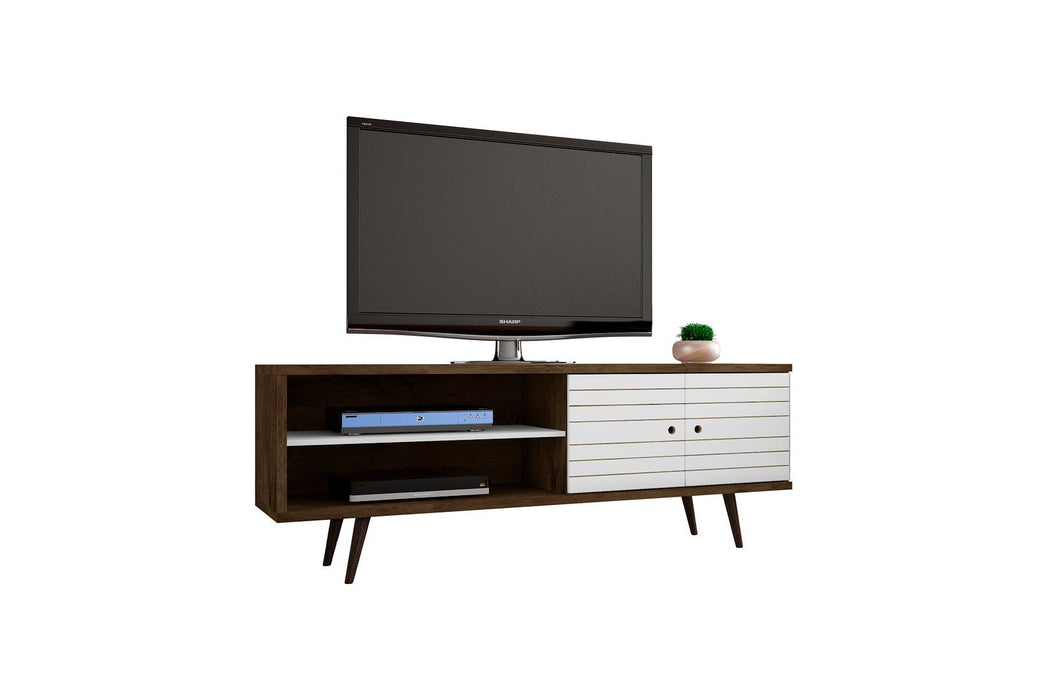 Manhattan Liberty - 63" TV Stand With Rustic Brown Frame