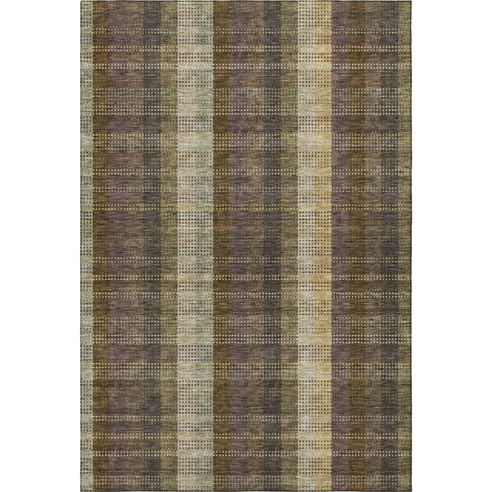 10' X 14' Plaid Washable Area Rug With UV Protection (676452) - Brown / Ivory / Plum