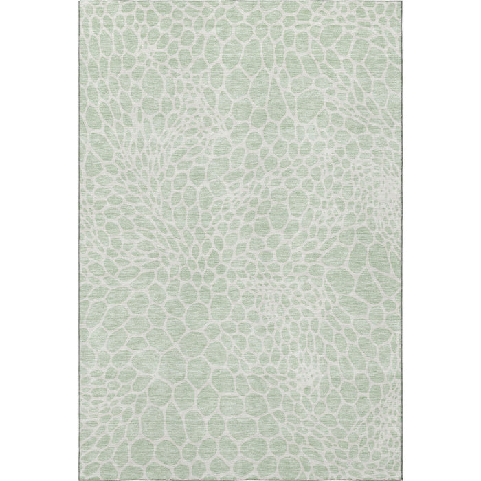 10' X 14' Geometric Washable Area Rug With UV Protection (673073) - Mint Green / Ivory