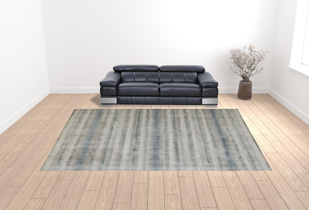 12' x 15' Abstract Hand Woven Area Rug - Gray Blue And Green