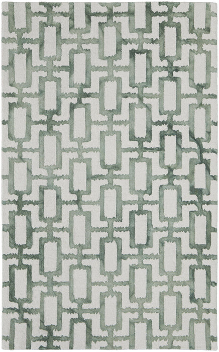 8' x 11' Wool Geometric Tufted Handmade Area Rug - Ivory And Green