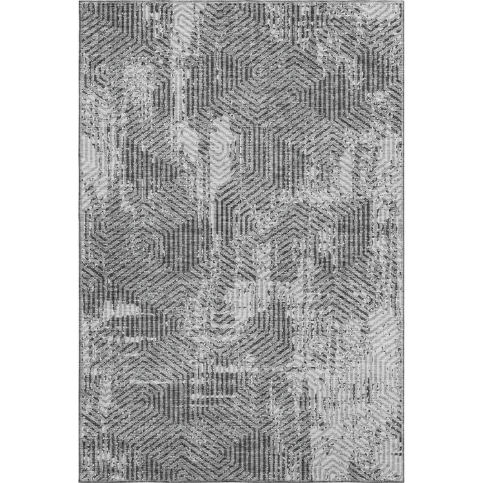 10' X 14' Geometric Washable Area Rug With UV Protection (672494) - Gray / Silver