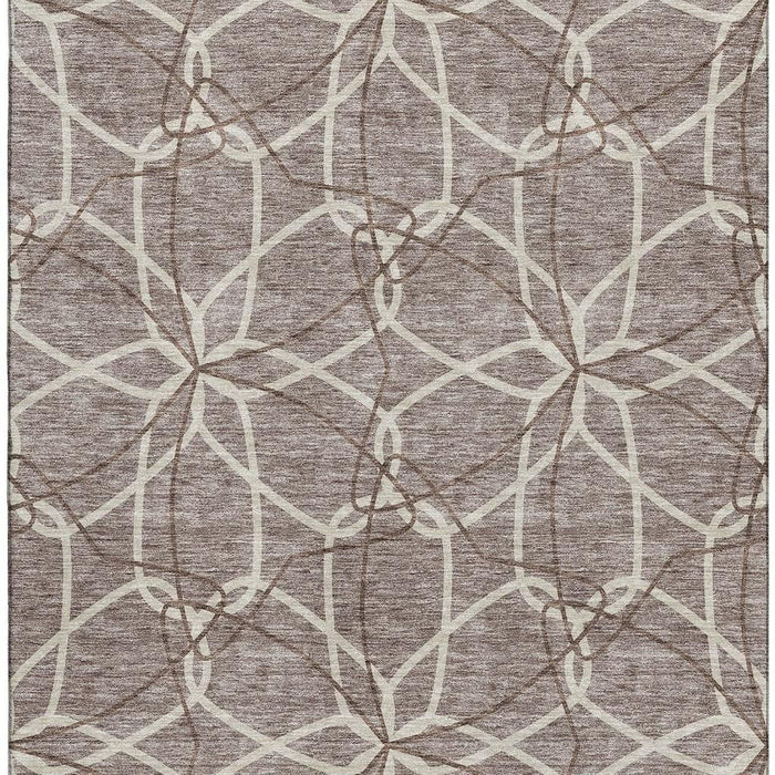 10' X 14' Geometric Washable Area Rug With UV Protection (675552) - Taupe / Beige / Brown