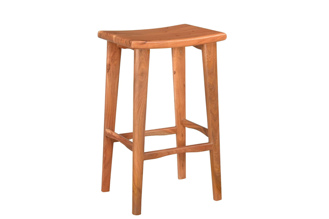 32" Rustic Solid Wood Backless Counter Height Bar Chair - Brown