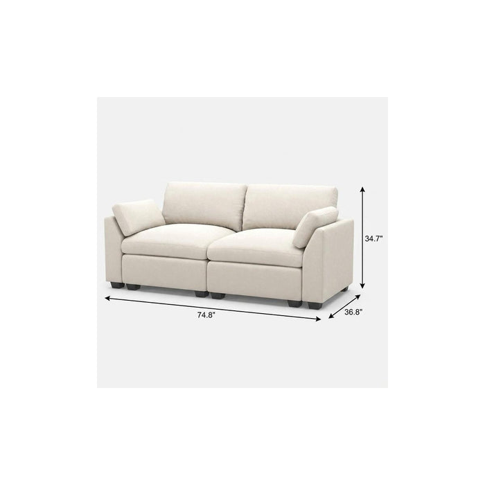 Modular Loveseat - Beige / Black