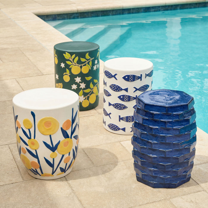 Trax - Indoor / Outdoor Ceramic Side Table - Azul Blue