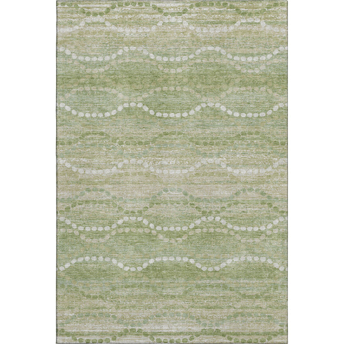 10' X 14' Abstract Geometric Washable Area Rug With UV Protection (715297) - Sage / Ivory