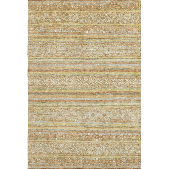 10' X 14' Striped Washable Area Rug With UV Protection (696194) - Wheat / Beige / Gold