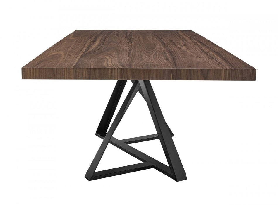 Wood Iron Pedestal Base Dining Table - Brown / Black
