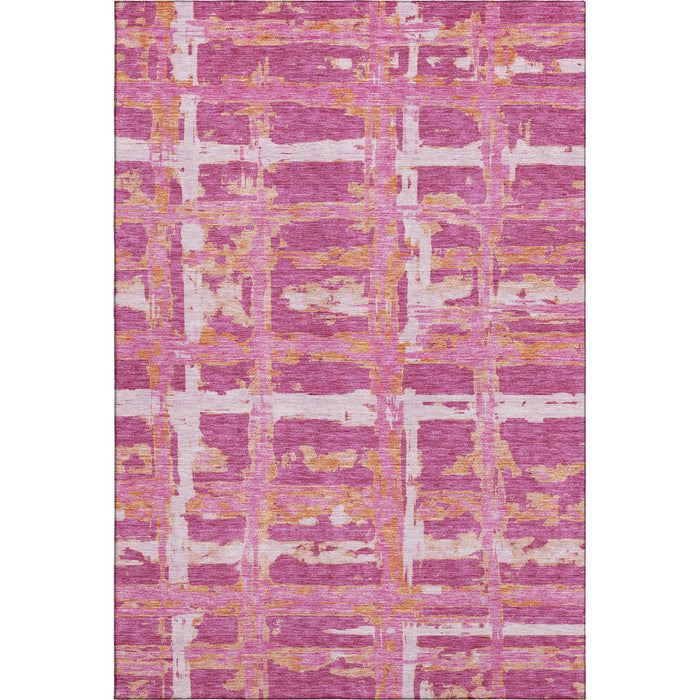 8' X 10' Transitional Striped Washable Area Rug With UV Protection - Blush