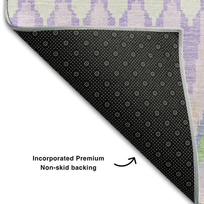 10' X 14' Southwestern Washable Area Rug With UV Protection (668259) - Lavender / Pink / Green