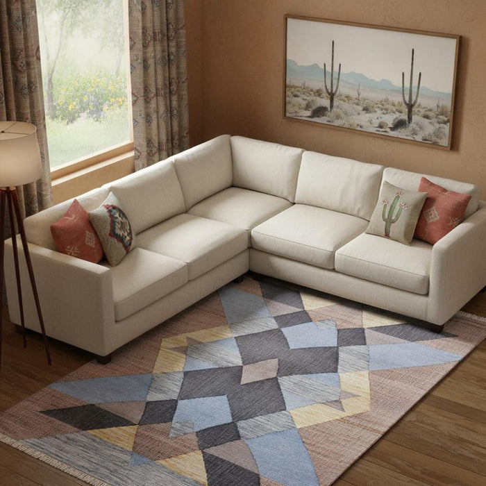 9' X 12' Jute Geometric Hand Woven Area Rug (712738) - Tan / Blue