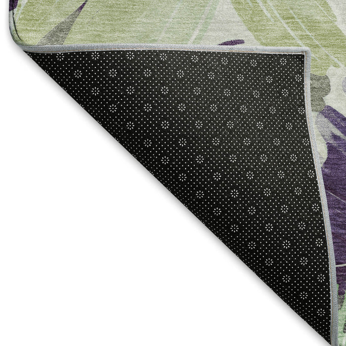 10' X 14' Floral Washable Area Rug With UV Protection (693972) - Purple / Green / Ivory