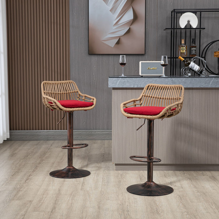Set of 2 Giga modern swivel bar stools with adjustable height, footrests, and sleek design for kitchen or bar area.