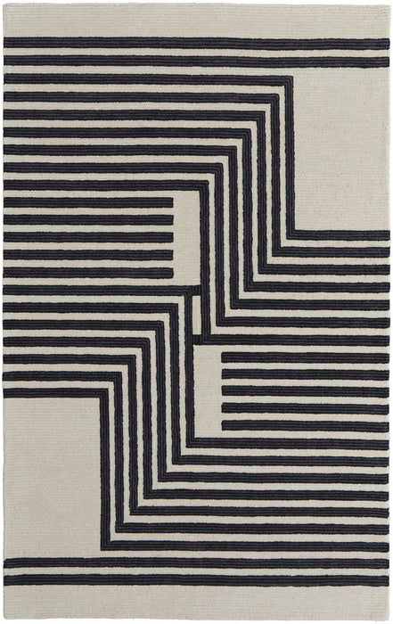 12' x 15' Wool Abstract Tufted Handmade Area Rug - Gray Ivory And Black