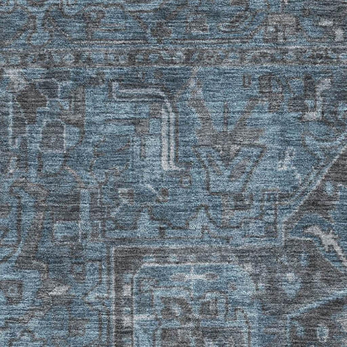 10' X 14' Medallion Distressed Washable Area Rug With UV Protection (649756) - Navy Blue / Gray