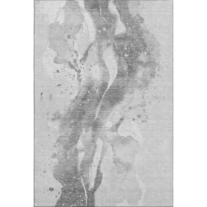 10' X 14' Abstract Washable Area Rug With UV Protection (694212) - Gray / Silver / Charcoal