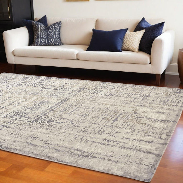 12' x 15' Abstract Stain Resistant Area Rug - Ivory And Gray