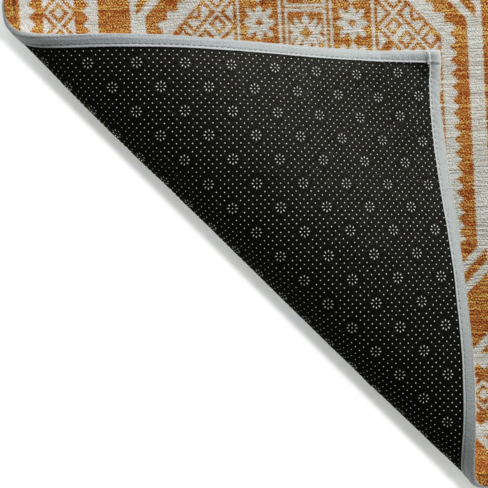 10' X 14' Geometric Washable Area Rug With UV Protection (693846) - Terra Cotta / Ivory