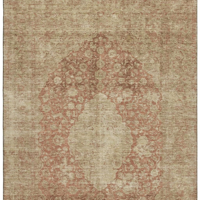 10' X 14' Medallion Washable Area Rug With UV Protection (696314) - Rust / Beige