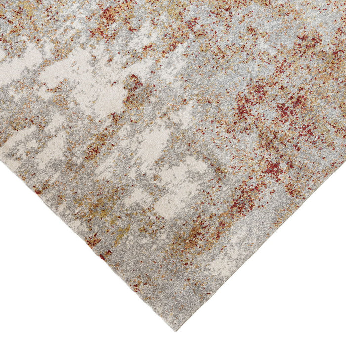 9' x 12' Abstract Power Loom Area Rug - Ivory Red And Cream