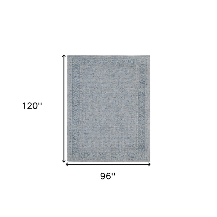 8' X 10' Wool Medallion Hand Woven Area Rug - Gray And Dark