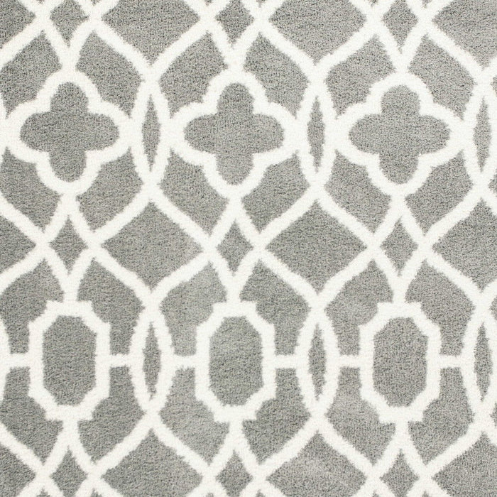 8' x 11' Machine Woven Ogee Indoor Shag Area Rug - Gray Ivory