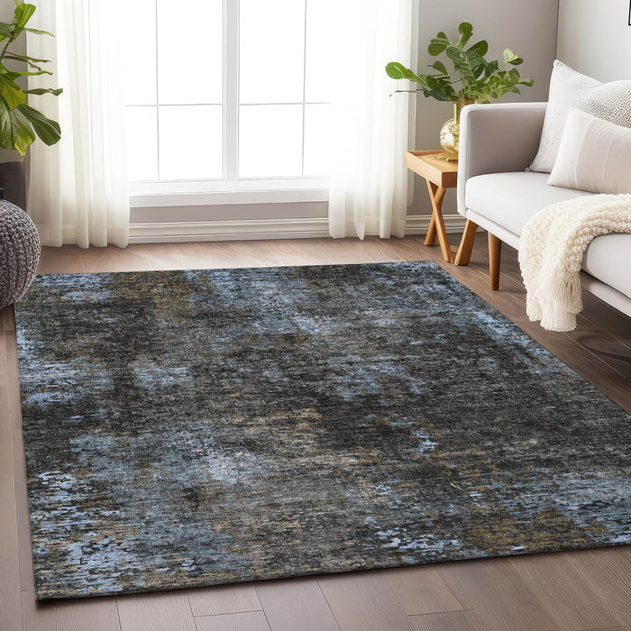 10' X 14' Copper Abstract Washable Area Rug With UV Protection - Graphite
