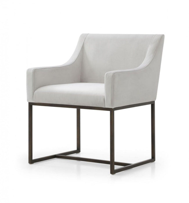 Upholstered Fabric Dining Arm Chair - Beige